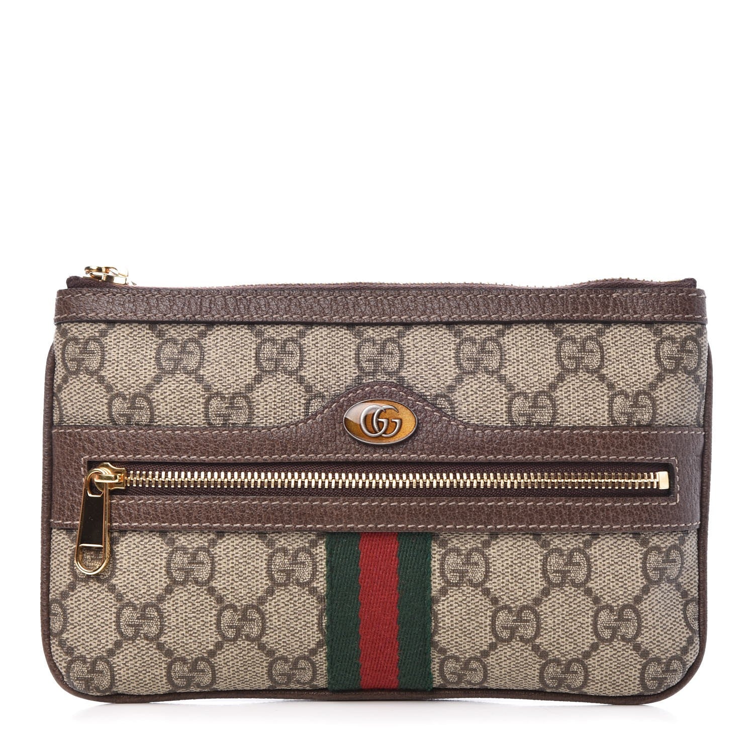 Gucci GG Supreme Monogram Web Small Ophidia Pouch Clutch Beige New Acero 1 of 10