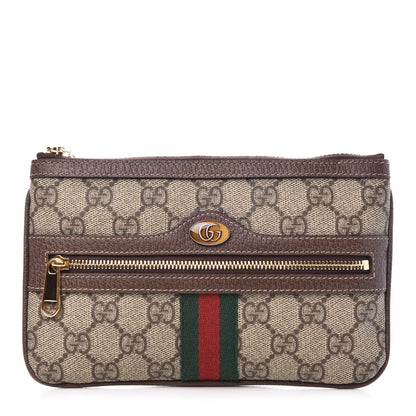 Gucci GG Supreme Monogram Web Small Ophidia Pouch Clutch Beige New Acero 1 of 10
