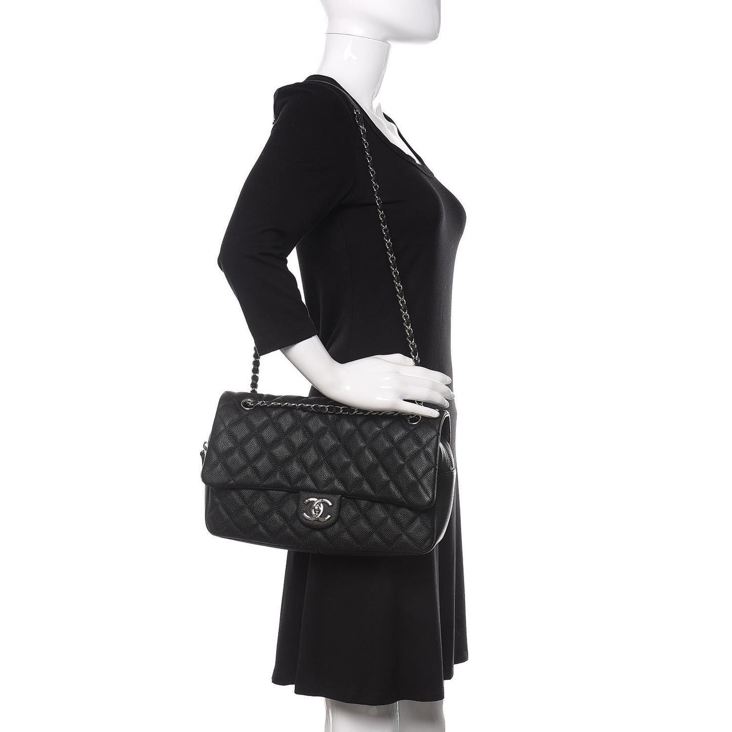 Caviar Quilted Jumbo Easy Flap Black