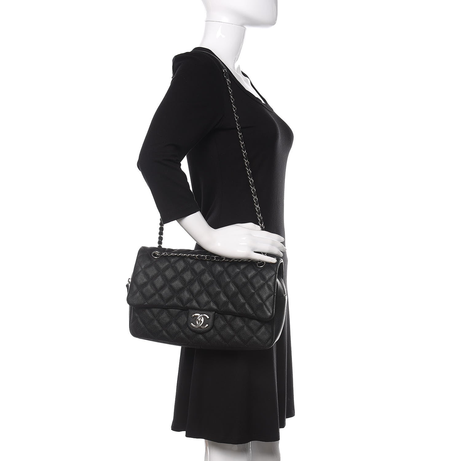 Chanel Caviar Quilted Jumbo Easy Flap Black 2 of 12