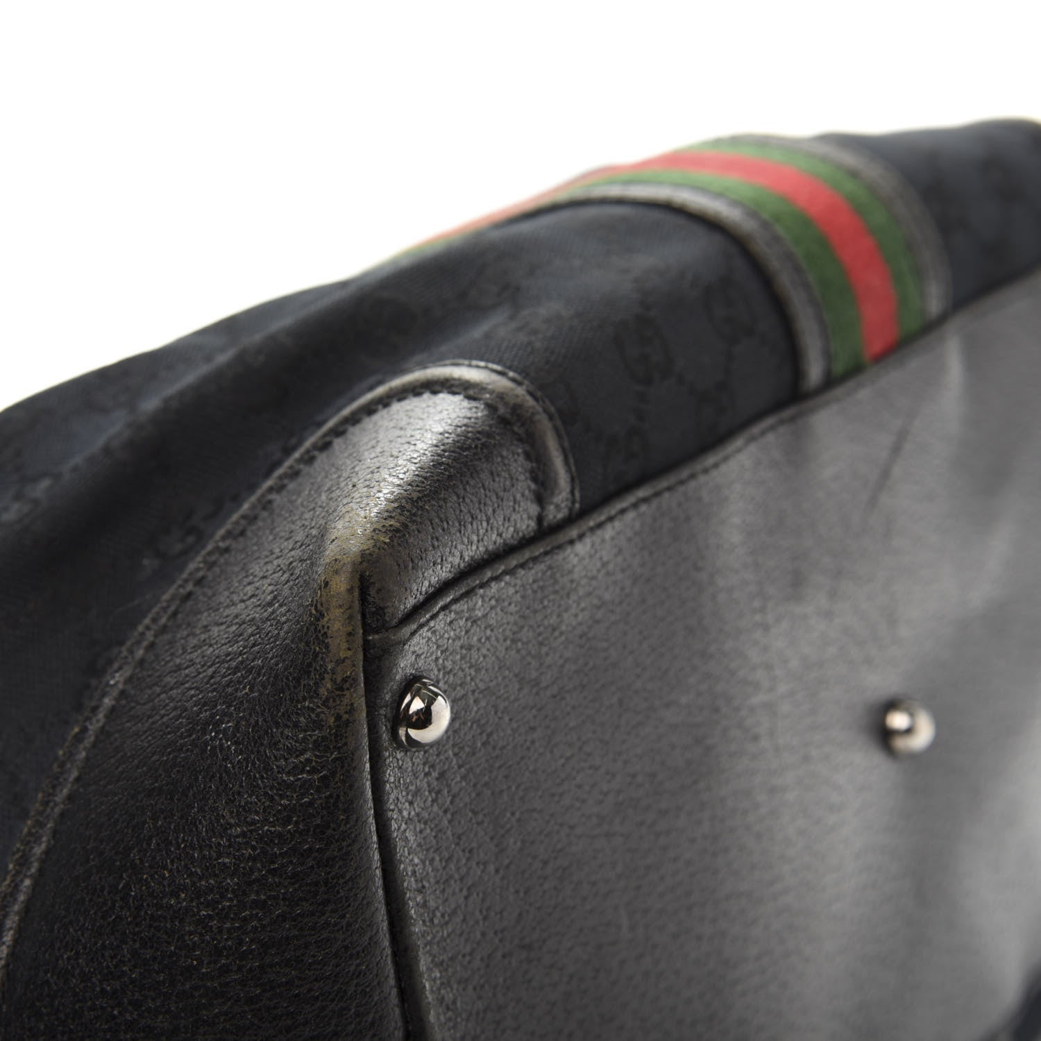 Gucci Monogram Web Large Treasure Boston Tote Black 17 of 25