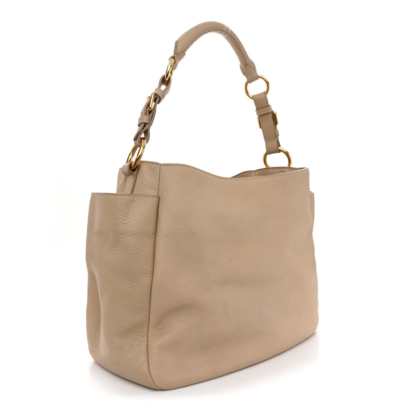Vitello Daino Side Pocket Hobo Sabbia