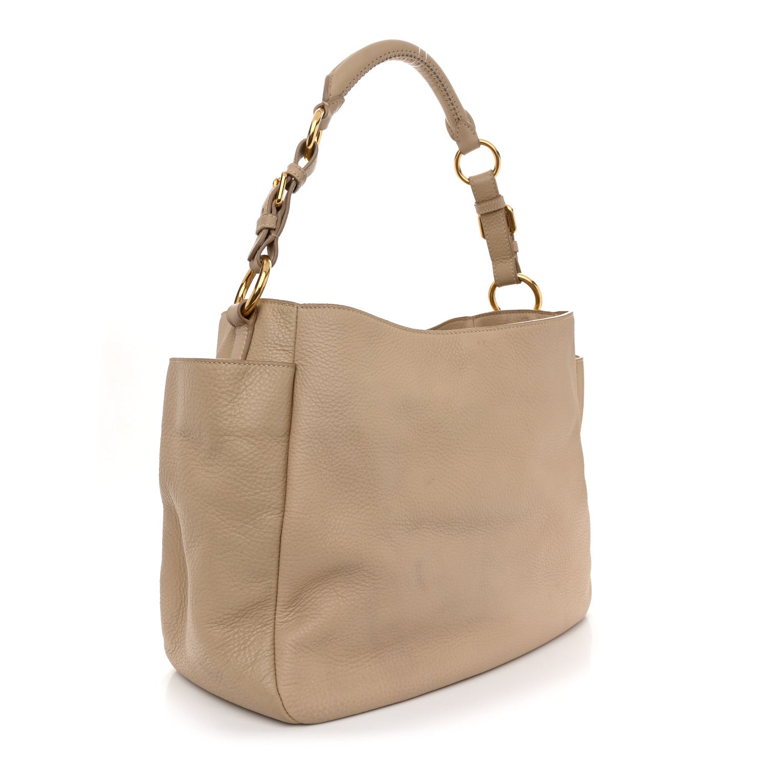 Prada Vitello Daino Side Pocket Hobo Sabbia 3 of 17