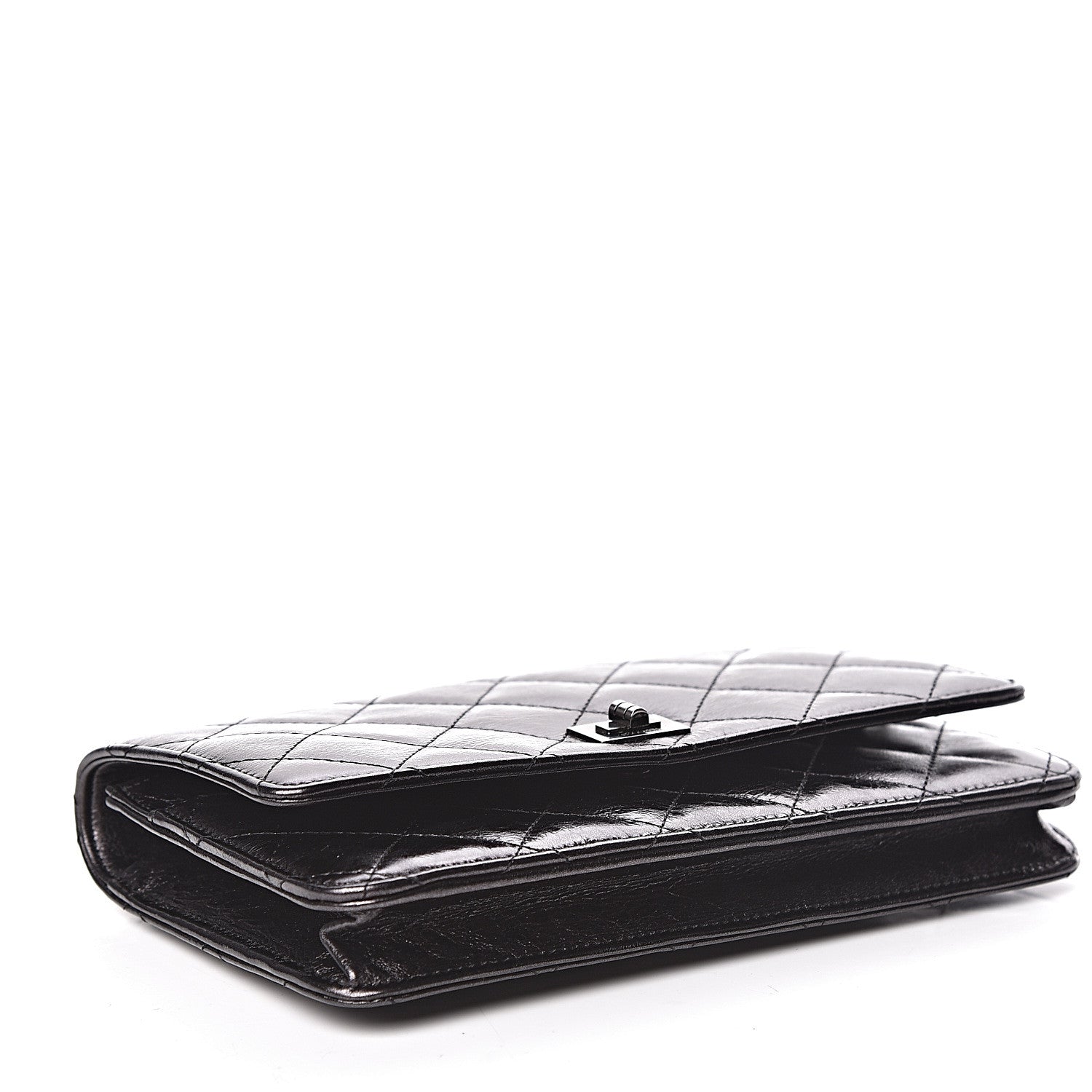 Chanel Metallic Calfskin Reissue Wallet On Chain WOC Black 4 of 12