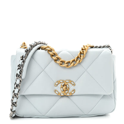 Chanel Lambskin Quilted Medium Chanel 19 Flap Light Blue 1 of 11