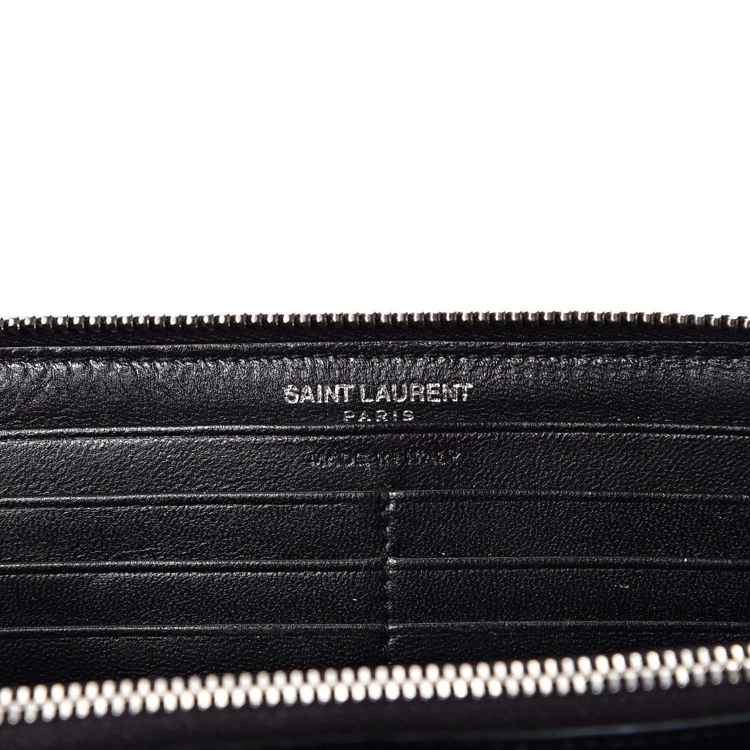 Saint Laurent Calfskin Matelasse Chevron Monogram Zip Around Wallet Black 5 of 8