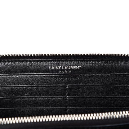 Saint Laurent Calfskin Matelasse Chevron Monogram Zip Around Wallet Black 5 of 8