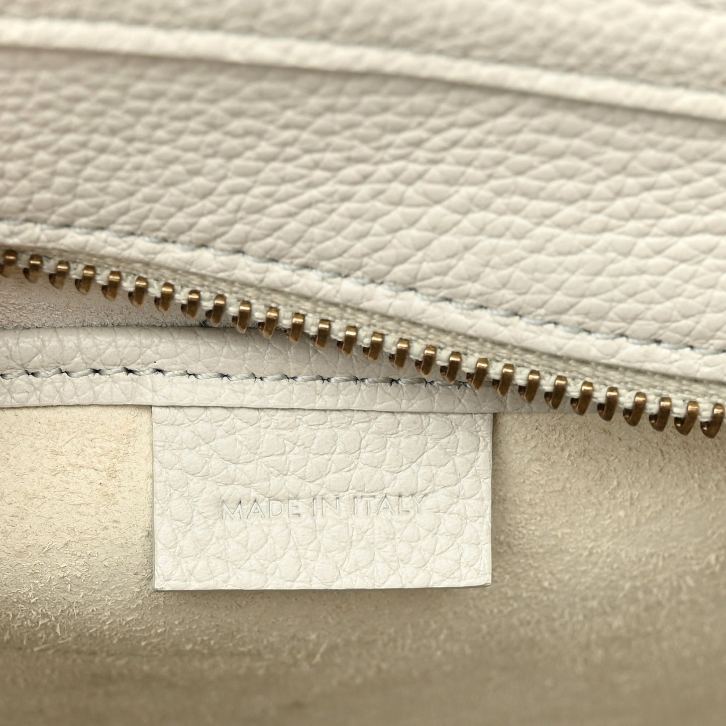 Drummed Calfskin Nano Luggage Chalk