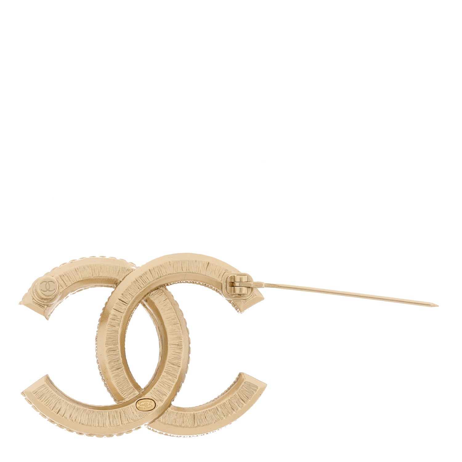 Chanel Metal Chain Quilted CC Brooch Gold 2 of 3