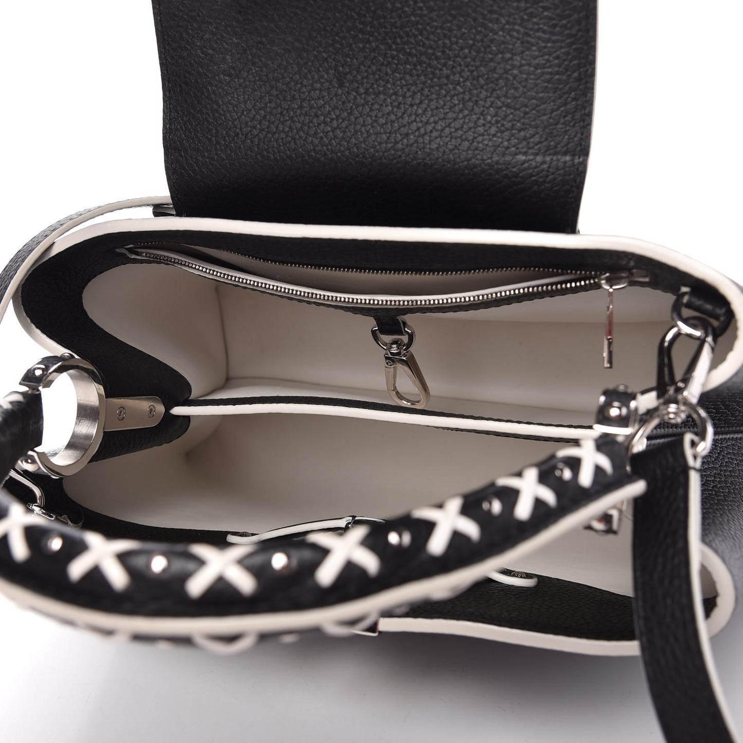 Taurillon Stitched Capucines PM Black