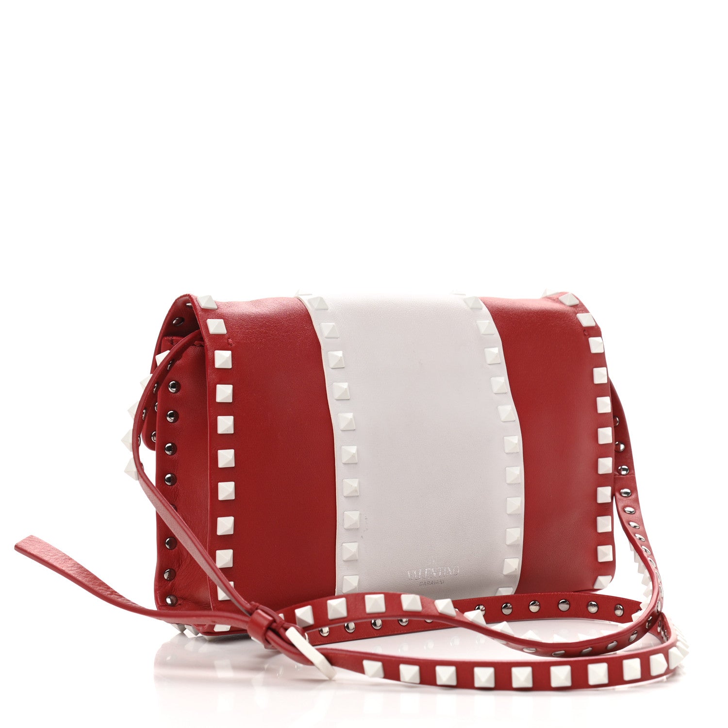 Valentino Garavani Vitello Colorblock Medium Free Rockstud Flip Lock Crossbody Bag Rosso Valentino Optic White 3 of 12