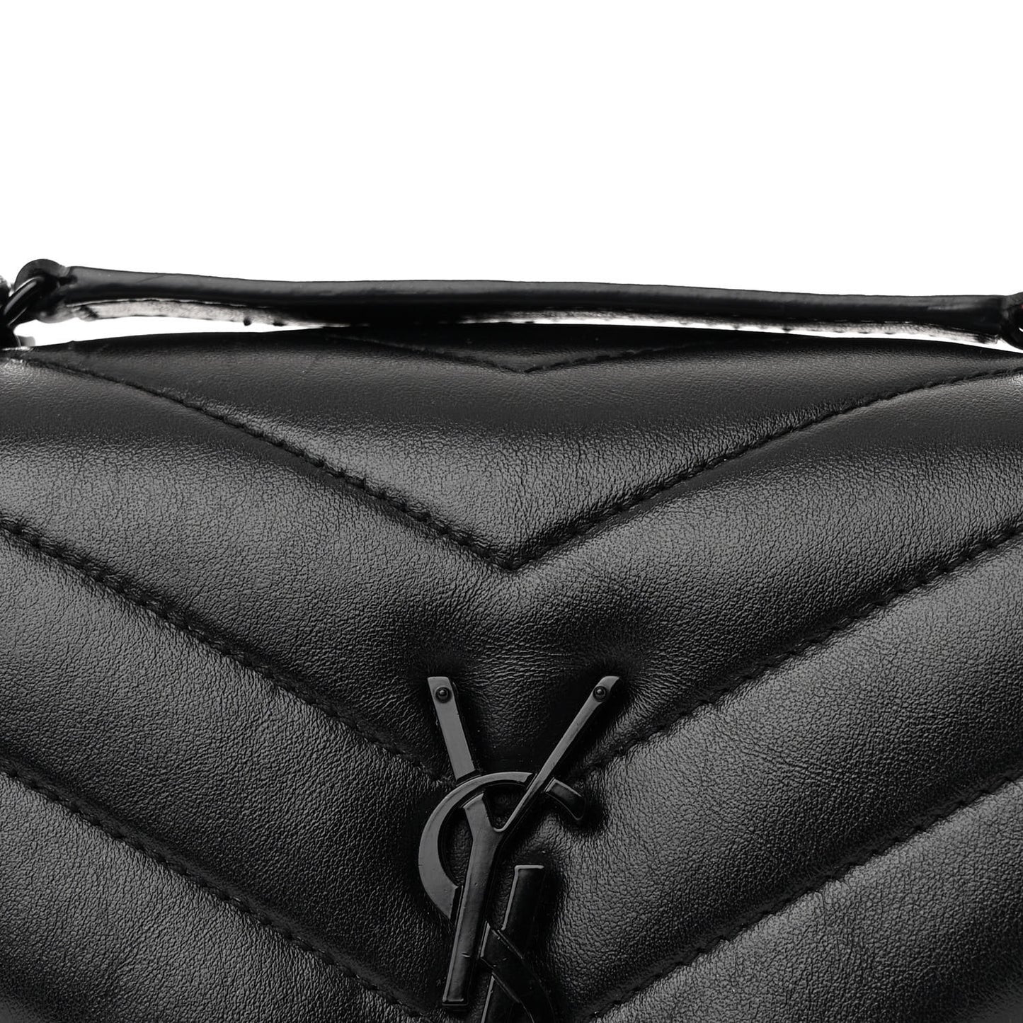 Calfskin Y Quilted Monogram Monochrome Small Loulou Chain Satchel Black