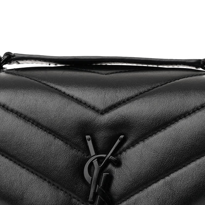 Saint Laurent Calfskin Y Quilted Monogram Monochrome Small Loulou Chain Satchel Black 9 of 12