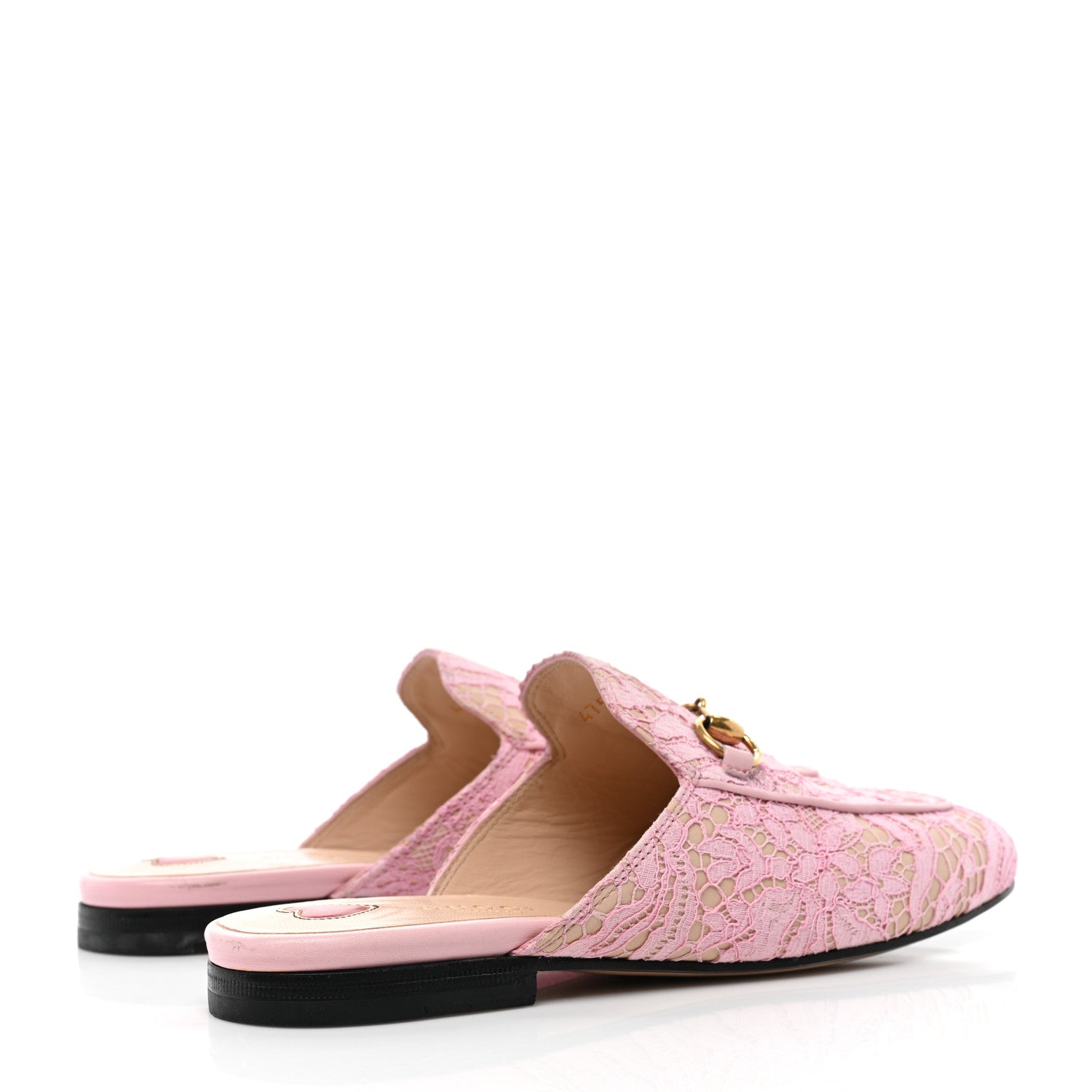Gucci Lace Malaga Kid Womens Princetown Slippers 36 Sugar Pink Skin Rose 4 of 9