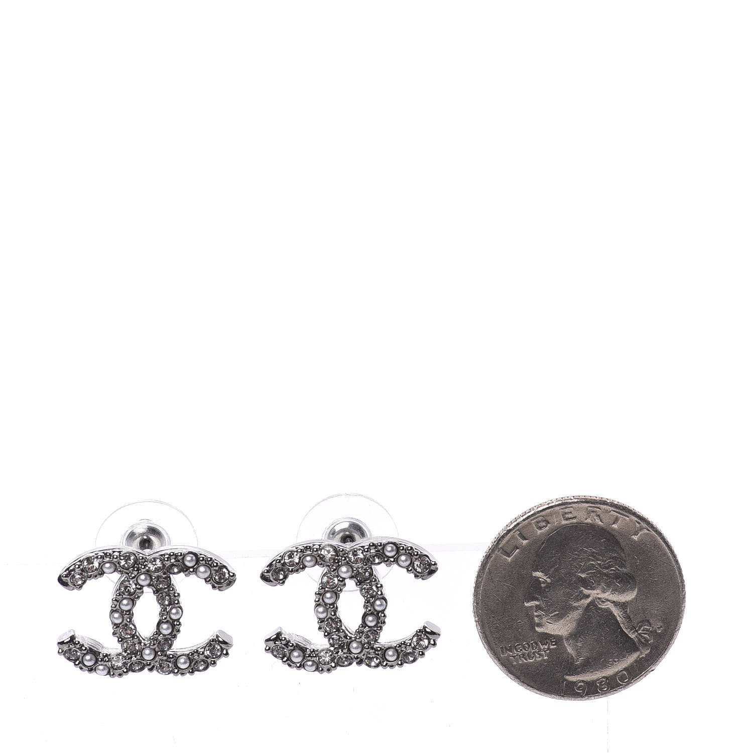 Chanel Ruthenium Crystal Pearl Caviar Earrings 2 of 5