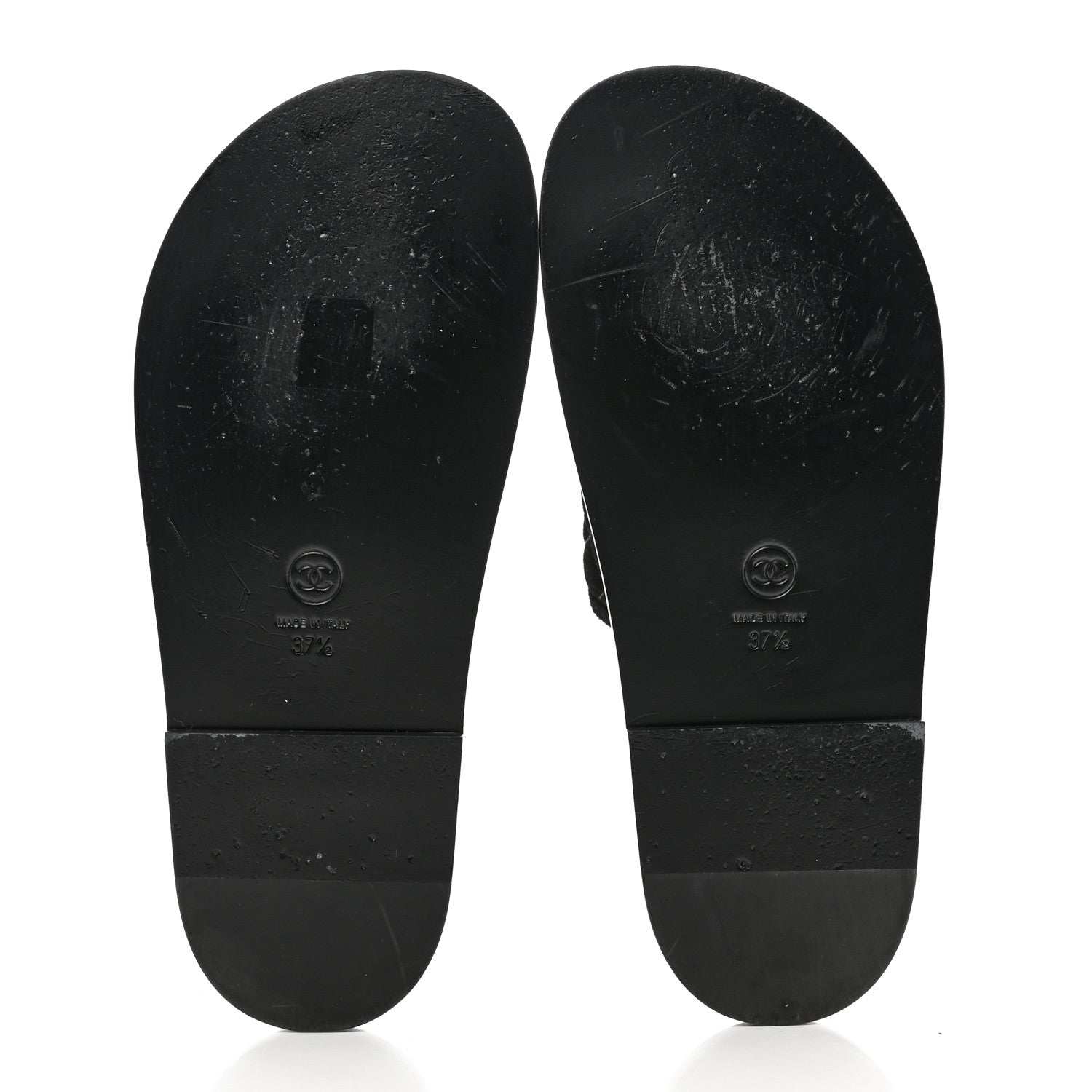 Chanel Calfskin Hair Suede Shearling CC Mules 37.5 Black 5 of 8