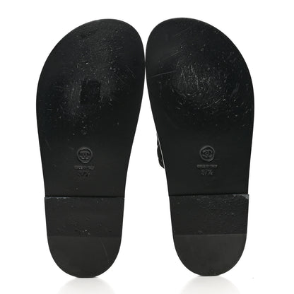Chanel Calfskin Hair Suede Shearling CC Mules 37.5 Black 5 of 8