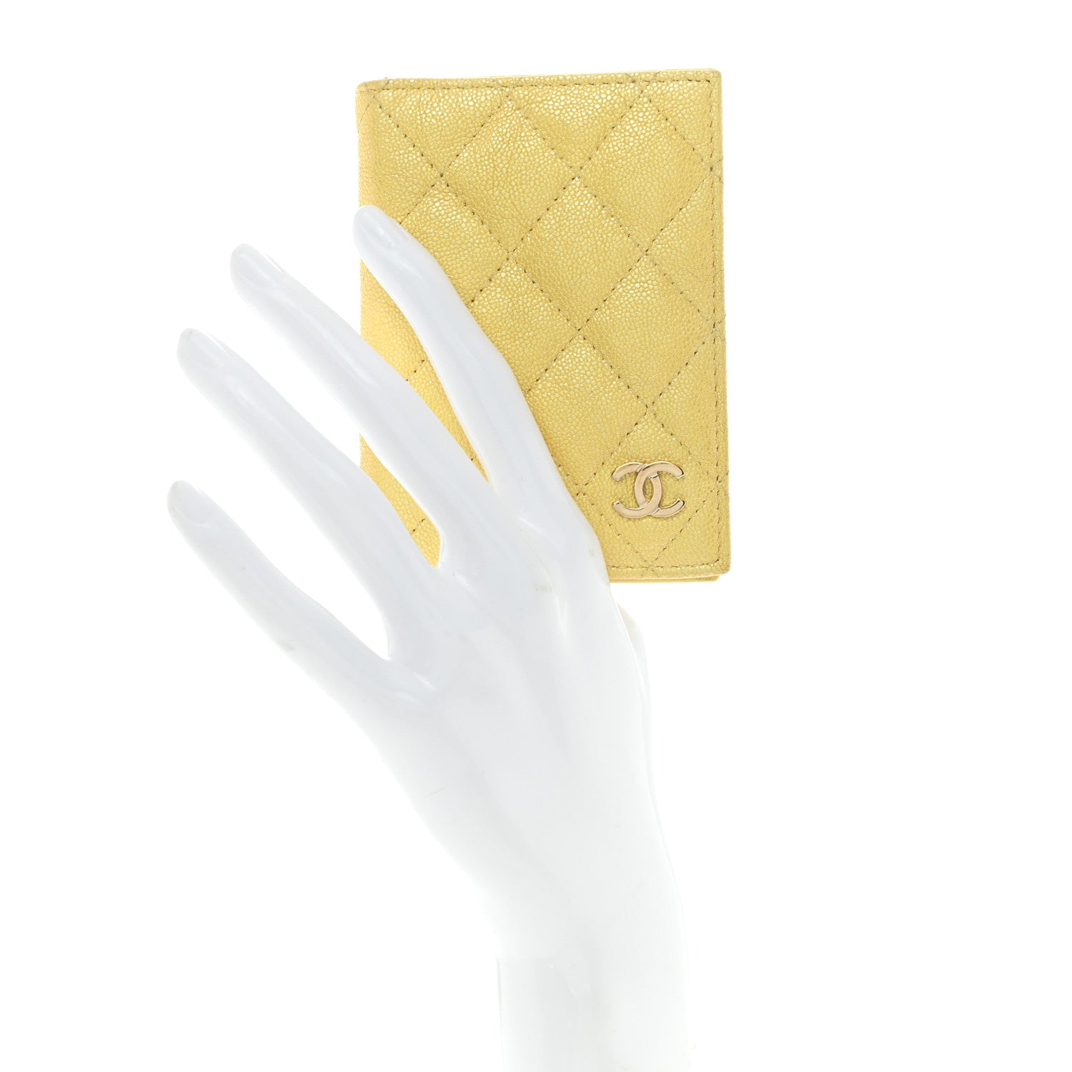 Chanel Caviar Quilted Card Holder Wallet Yellow 2 of 11