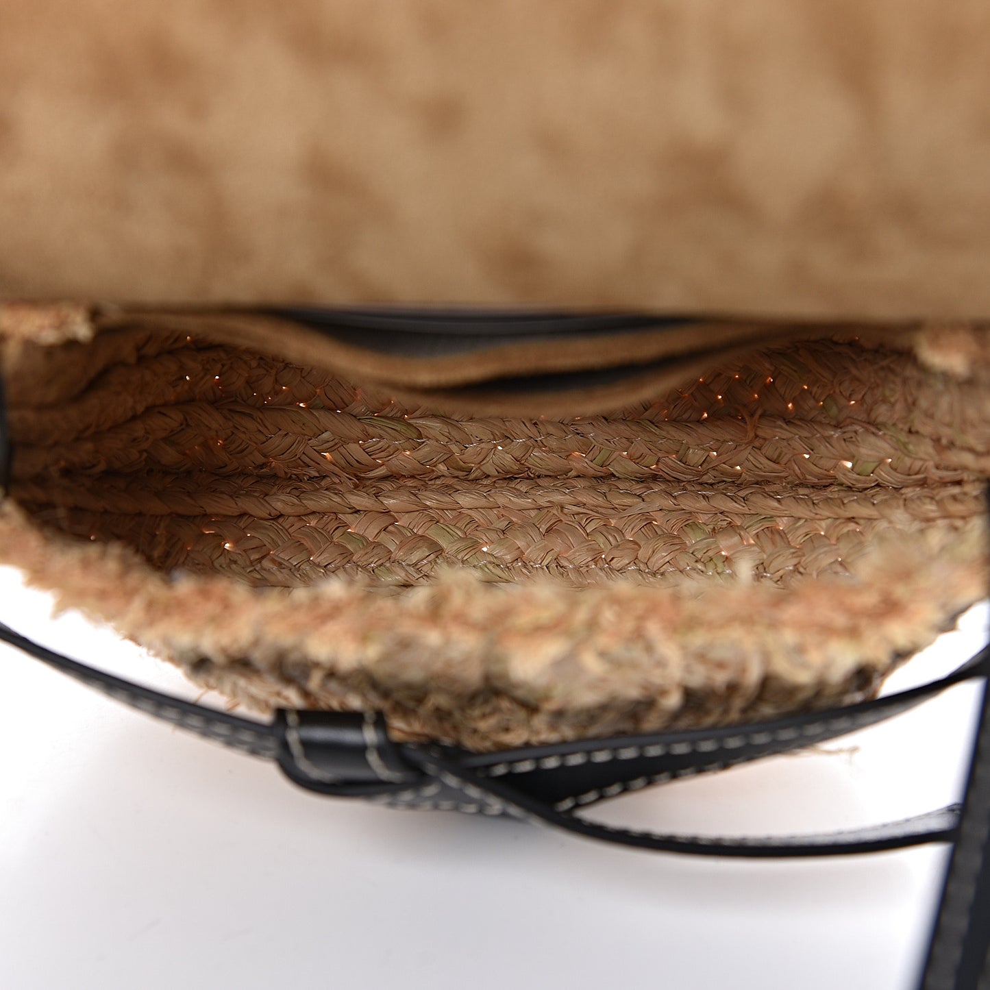 Calfskin Raffia Mini Gate Crossbody Bag Natural Black