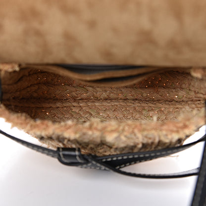 Loewe Calfskin Raffia Mini Gate Crossbody Bag Natural Black 5 of 13