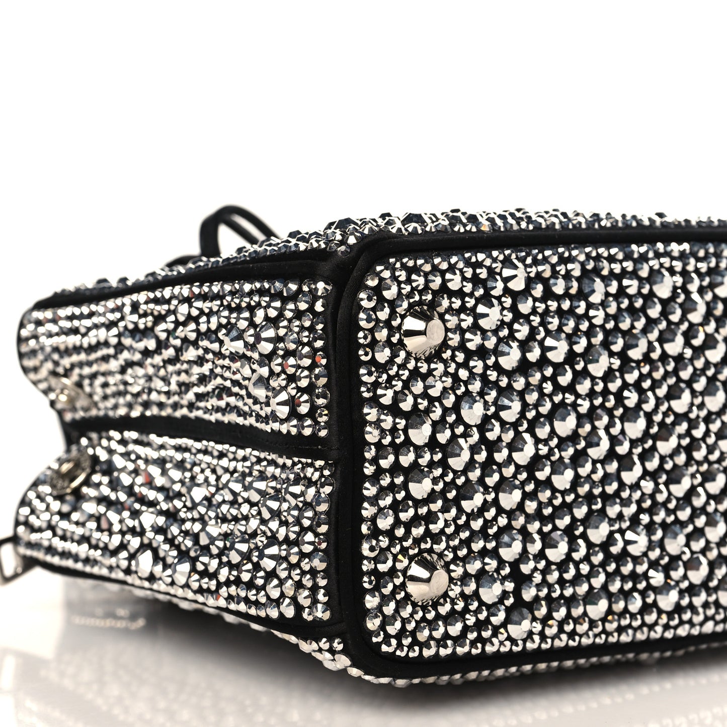 Satin Crystal Mini Galleria Double Zip Tote Metal