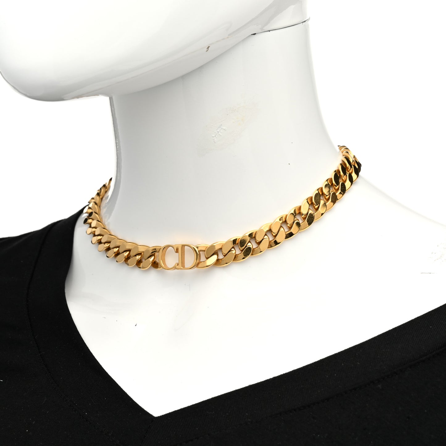 Metal CD Choker Necklace Gold