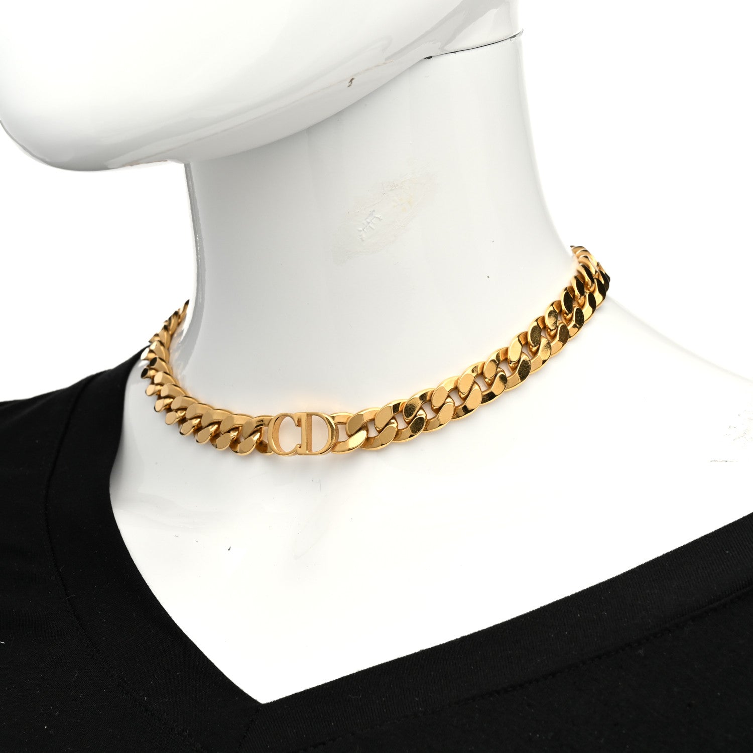 Christian Dior Metal CD Choker Necklace Gold 2 of 5
