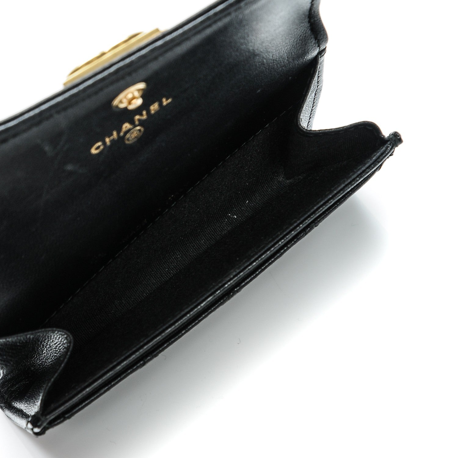 Chanel Lambskin Quilted Boy Card Holder Wallet Black 7 of 8