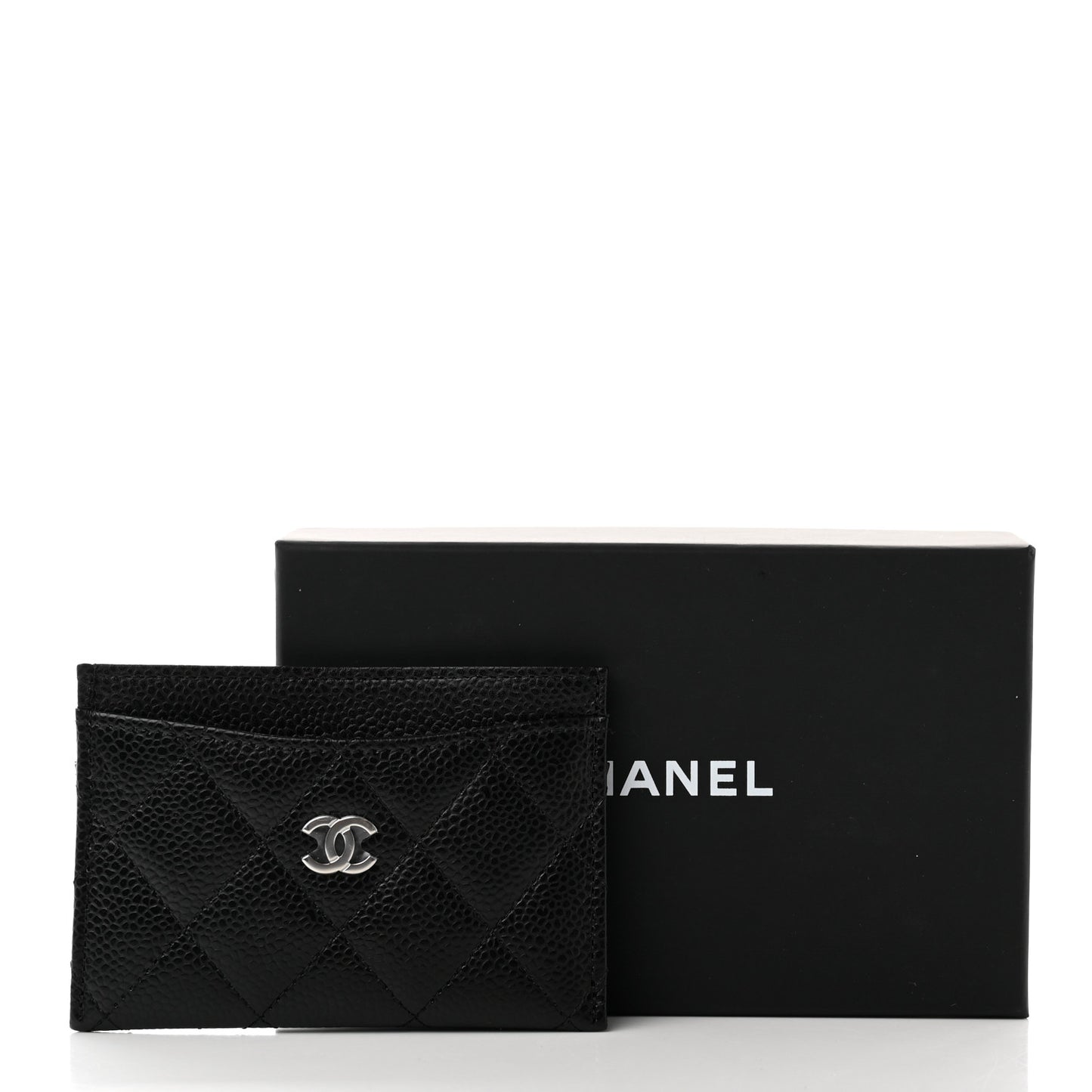Caviar Quilted Card Holder Black
