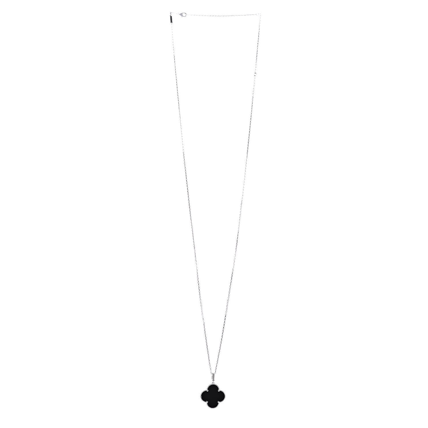 Van Cleef & Arpels 18K White Gold Black Onyx Magic Alhambra Pendant Necklace 3 of 9