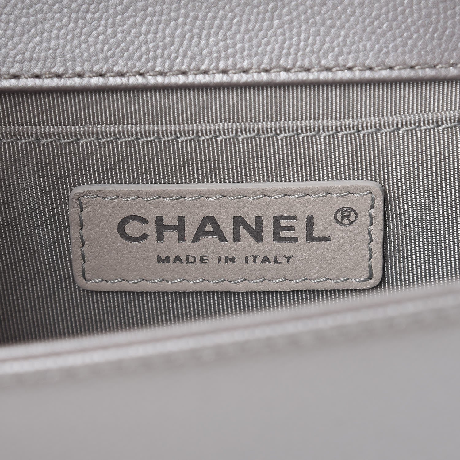 Chanel Metallic Caviar Chevron Quilted Medium Boy Flap Silver 6 of 7