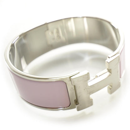 Hermes Enamel Clic Clac H Bracelet Wide Pink Silver 4 of 5