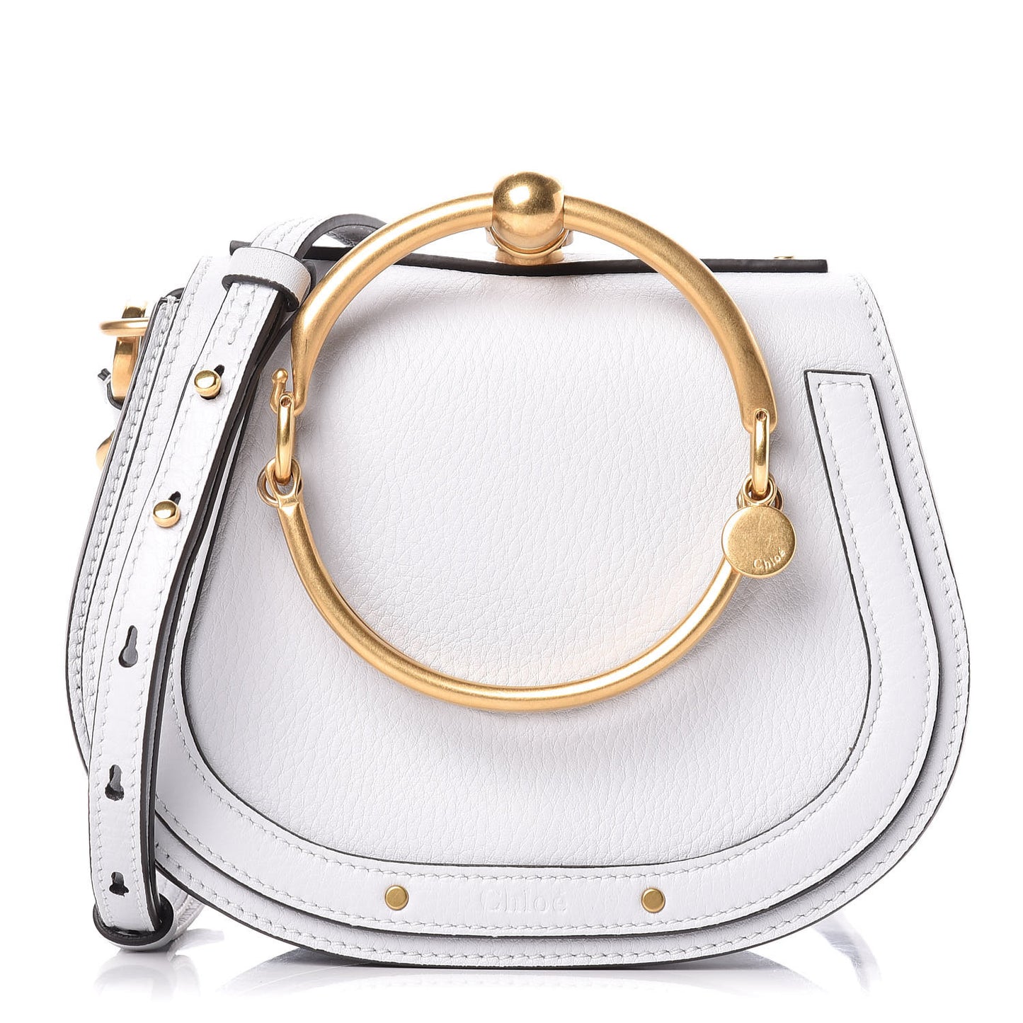 Calfskin Suede Small Nile Bracelet Bag Light Cloud