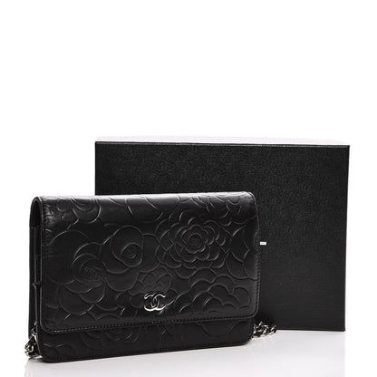 Chanel Lambskin Camellia Wallet on Chain WOC Black 9 of 9