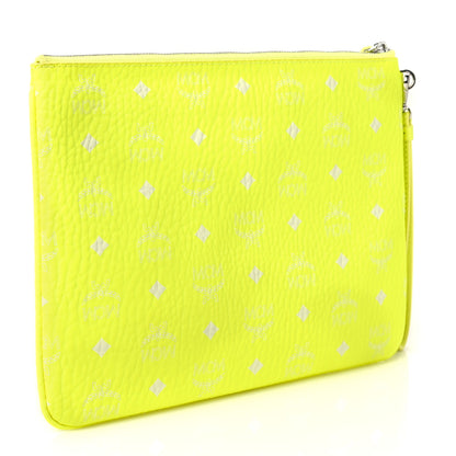 MCM Visetos Calfskin Zip Pouch Yellow 3 of 9