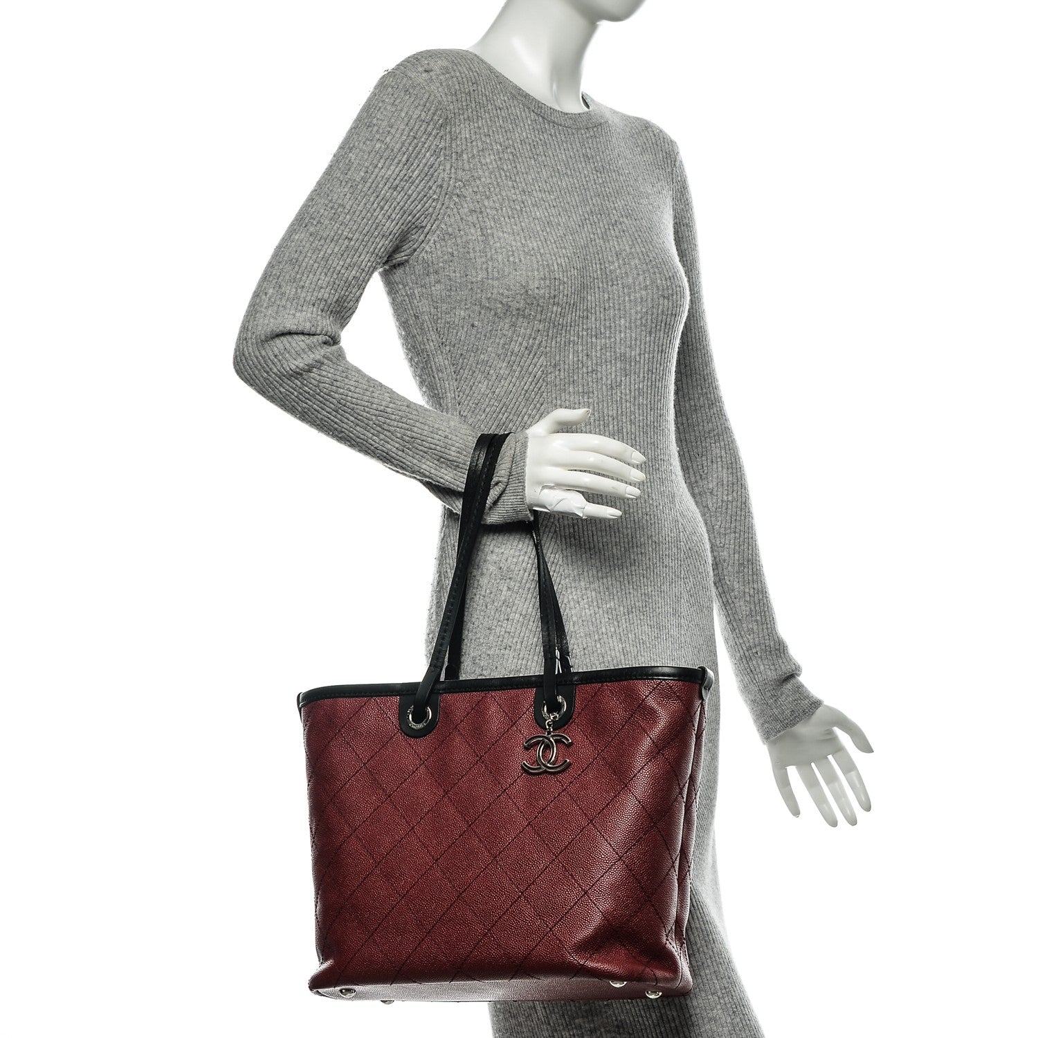 Chanel Grained Calfskin Shopping Fever Tote Red 2 of 9