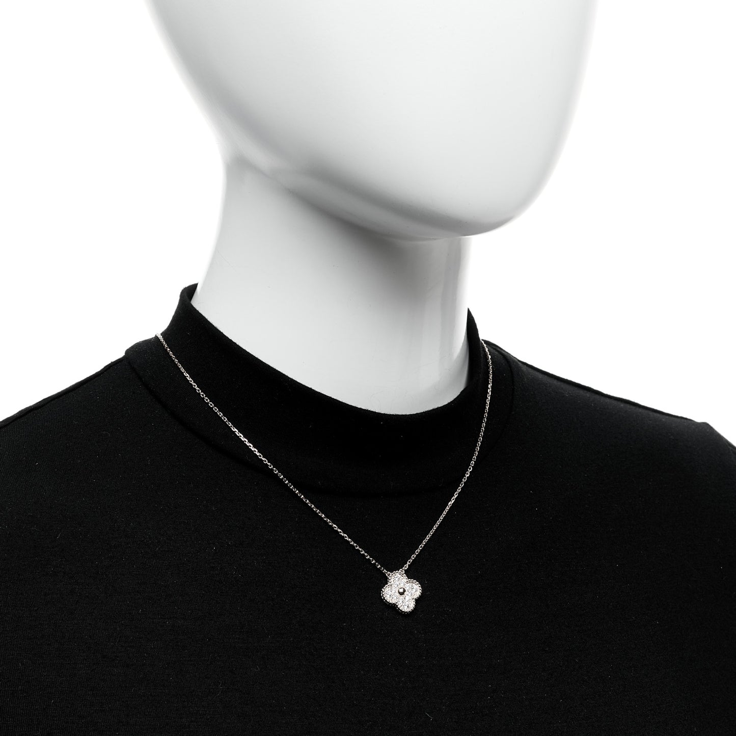 18K Rose Gold Diamond Vintage Alhambra Pendant Necklace