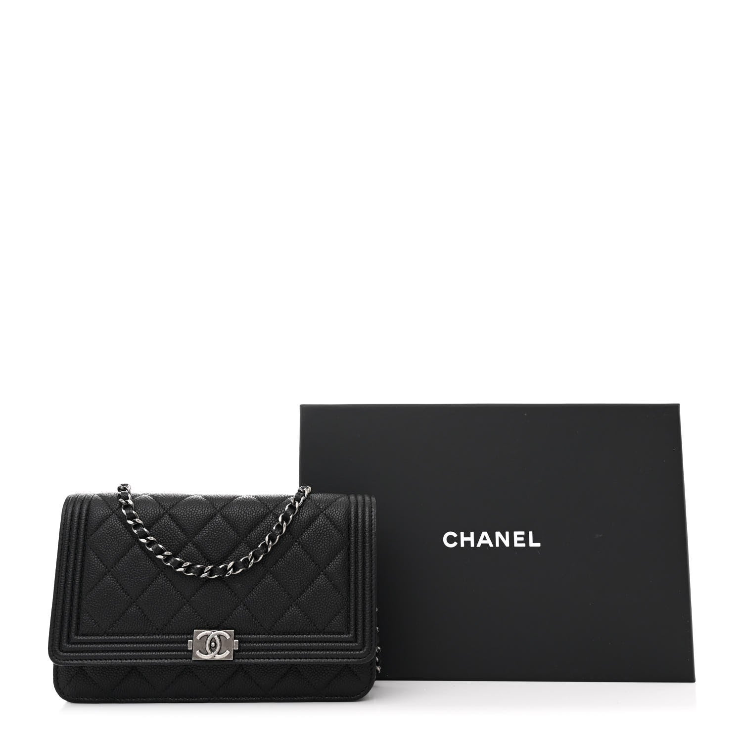 Chanel Caviar Quilted Boy Wallet On Chain WOC Black 12 of 12