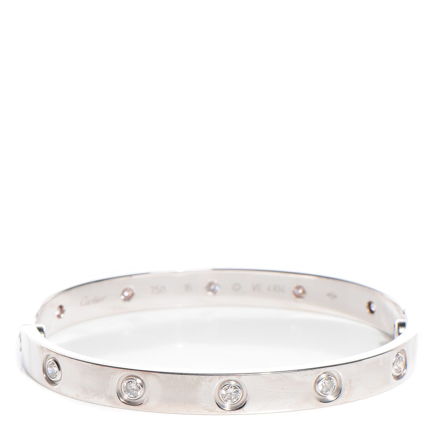18K White Gold 10 Diamond LOVE Bracelet 16