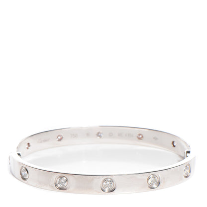 Cartier 18K White Gold 10 Diamond LOVE Bracelet 16 1 of 6