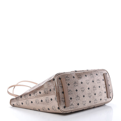 MCM Metallic Visetos Medium Anya Shopper Tote Champagne Gold 7 of 16
