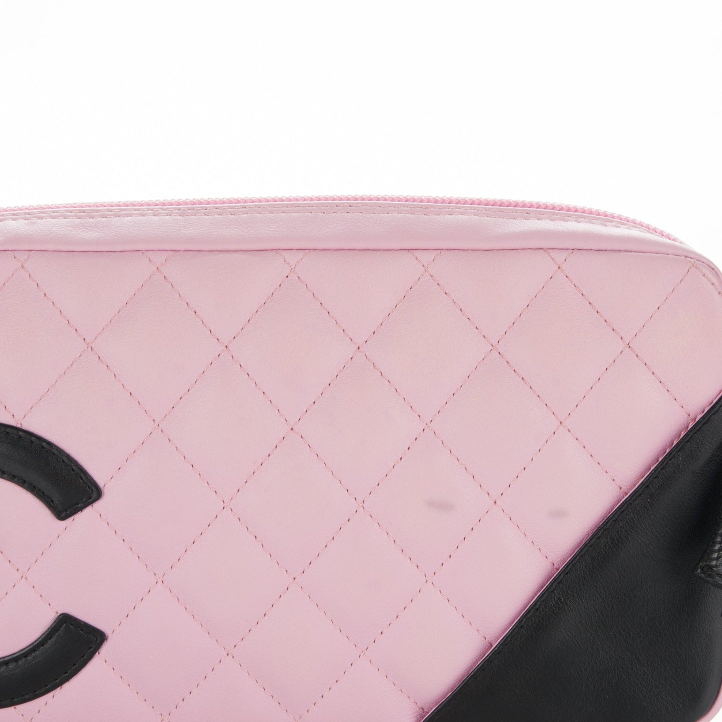 Calfskin Quilted Cambon Pochette Pink Black