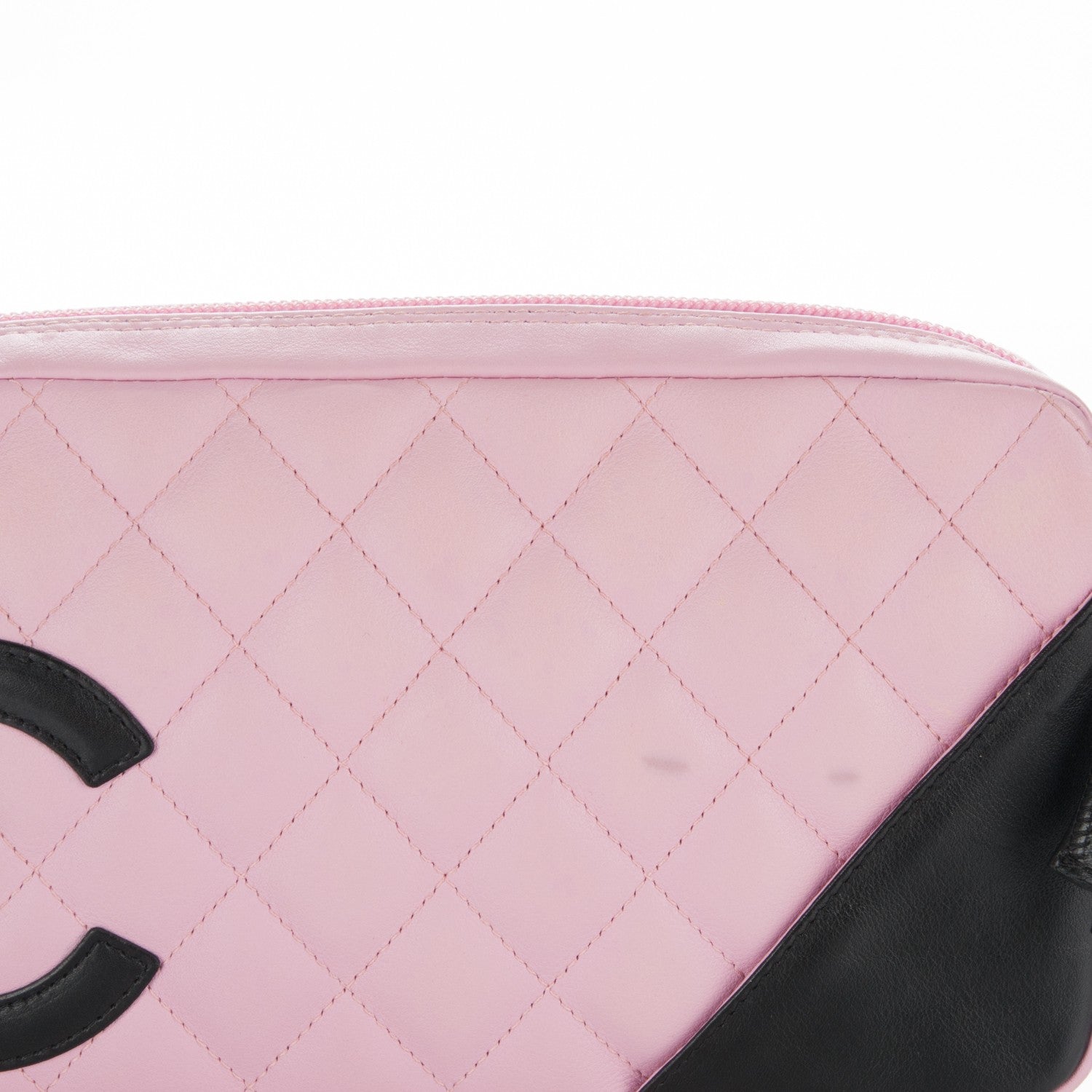 Chanel Calfskin Quilted Cambon Pochette Pink Black 8 of 9