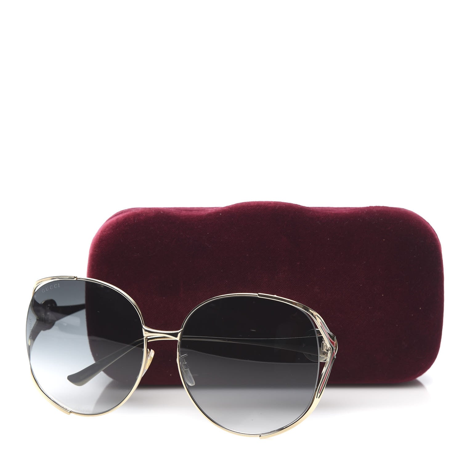 Gucci Metal Oversized Round Frame GG0225S Sunglasses Gold 7 of 7