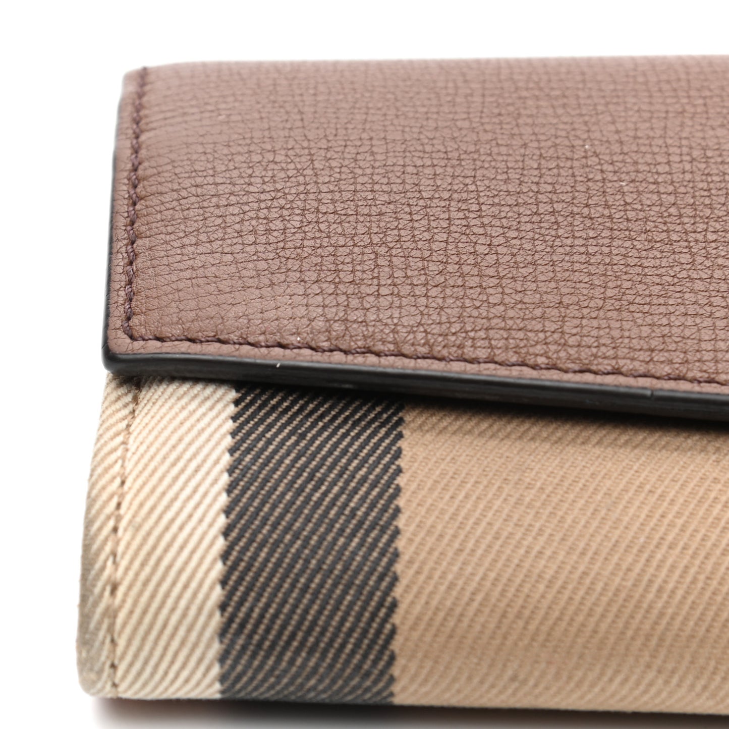 Grainy Calfskin House Check Continental Wallet Tan