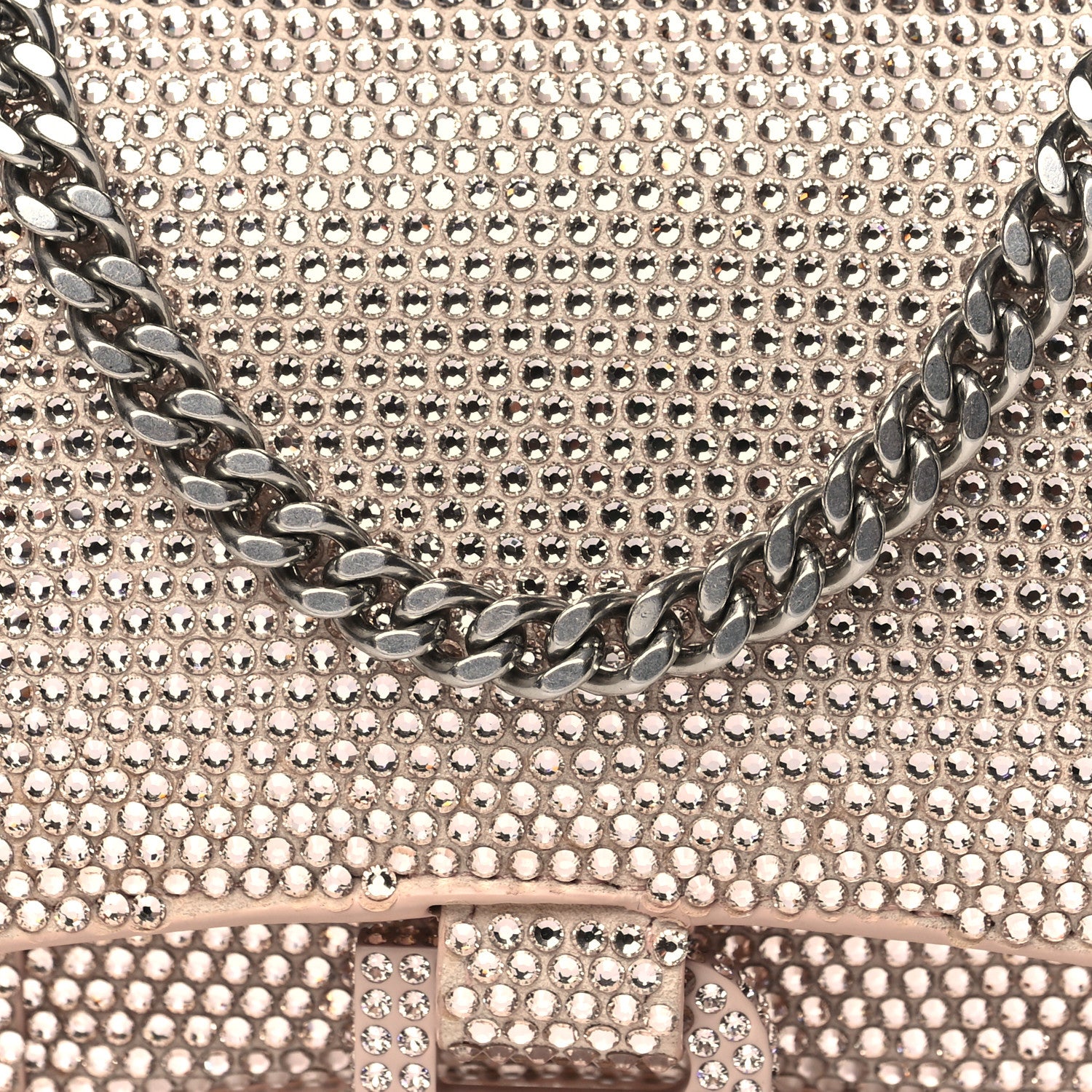 Balenciaga Strass Suede Crystal Hourglass Chain Bag Rose Gold 7 of 9