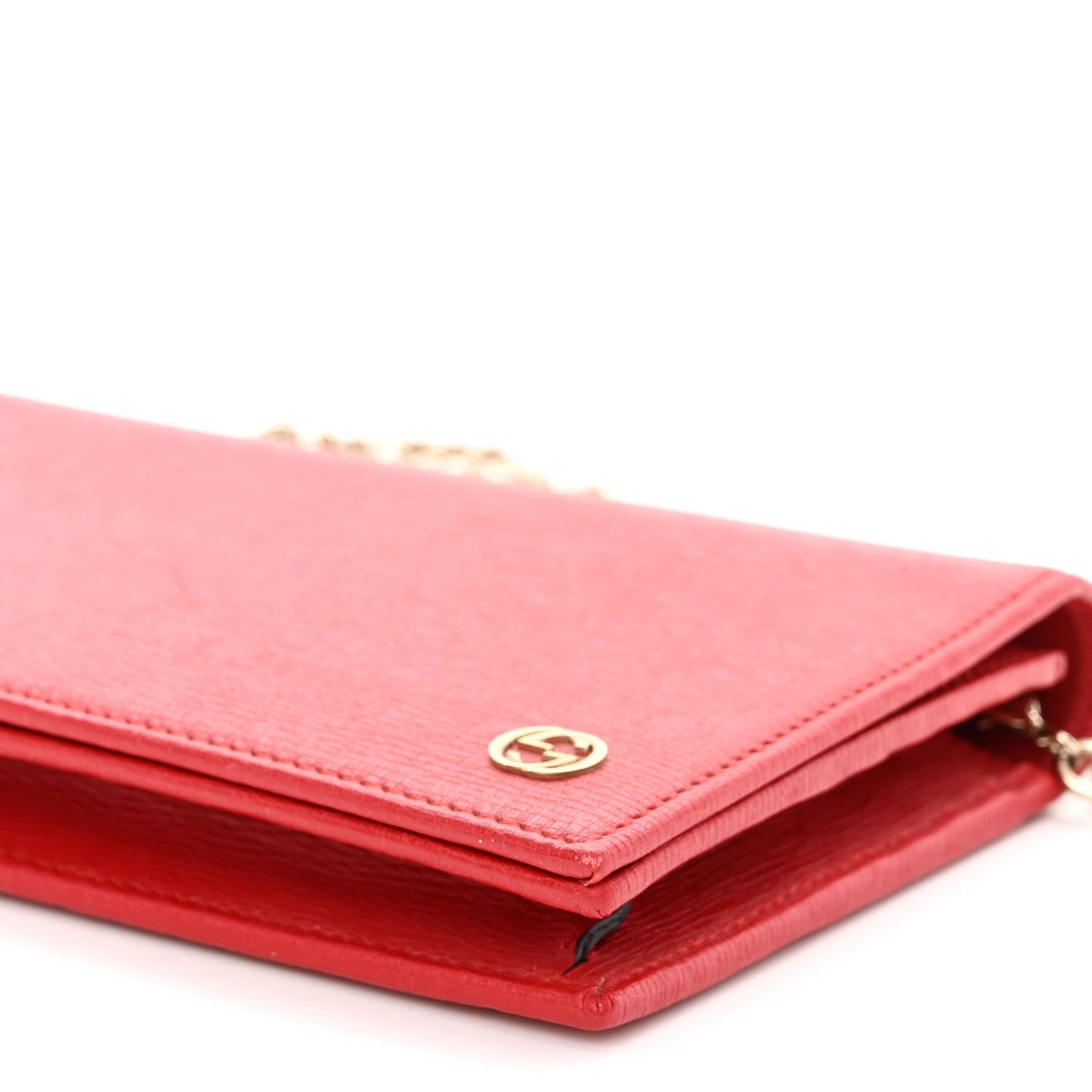 Dollar Calfskin Medium Betty Chain Wallet Red