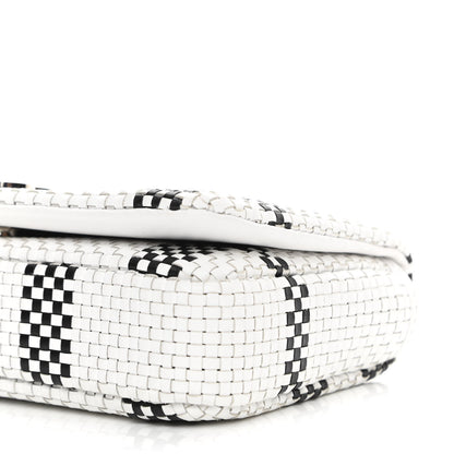Burberry Woven Calfskin Mini Latticed Lola Bag Black White 10 of 11
