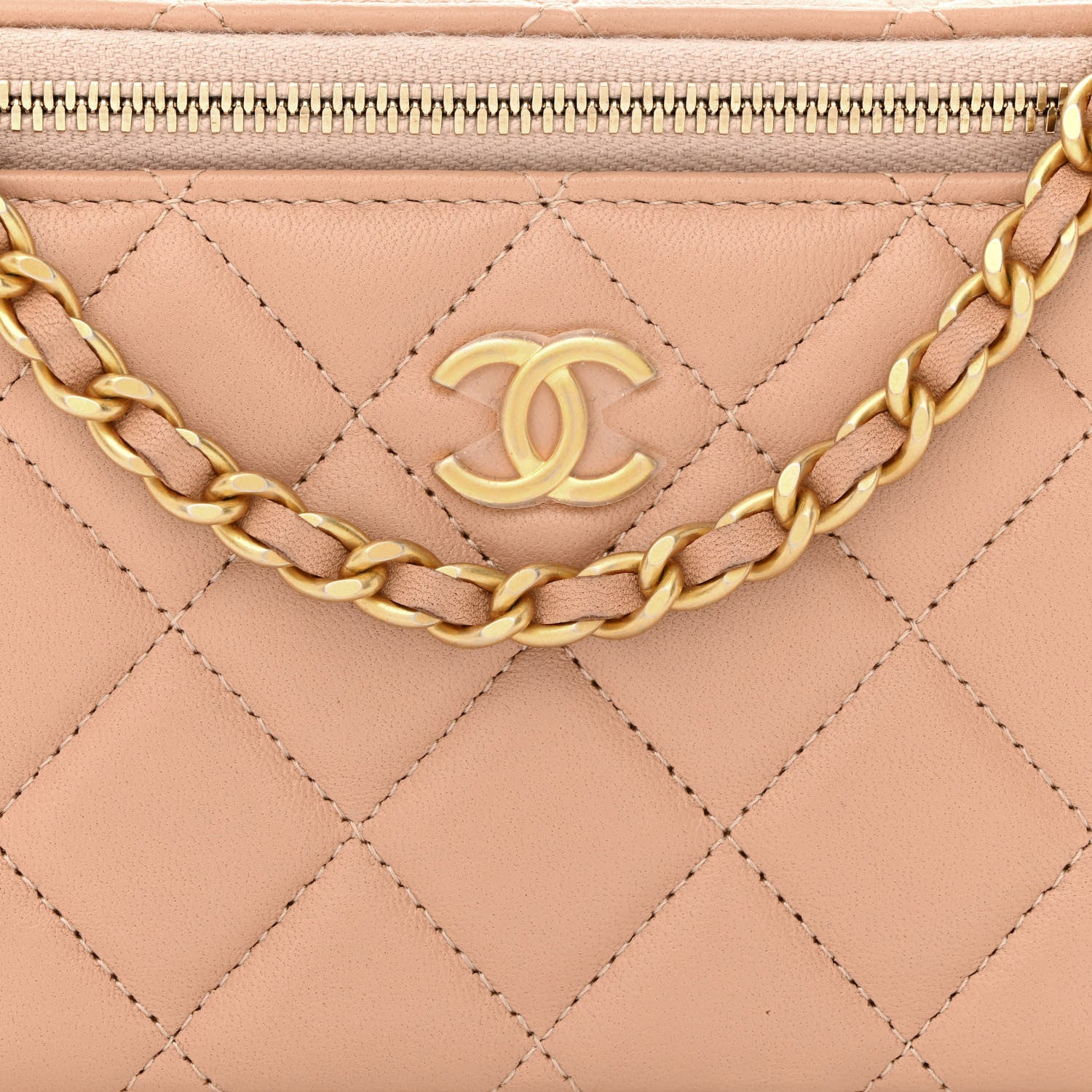 Chanel Lambskin Quilted Small Top Handle Vanity Case With Chain Beige 8 of 10