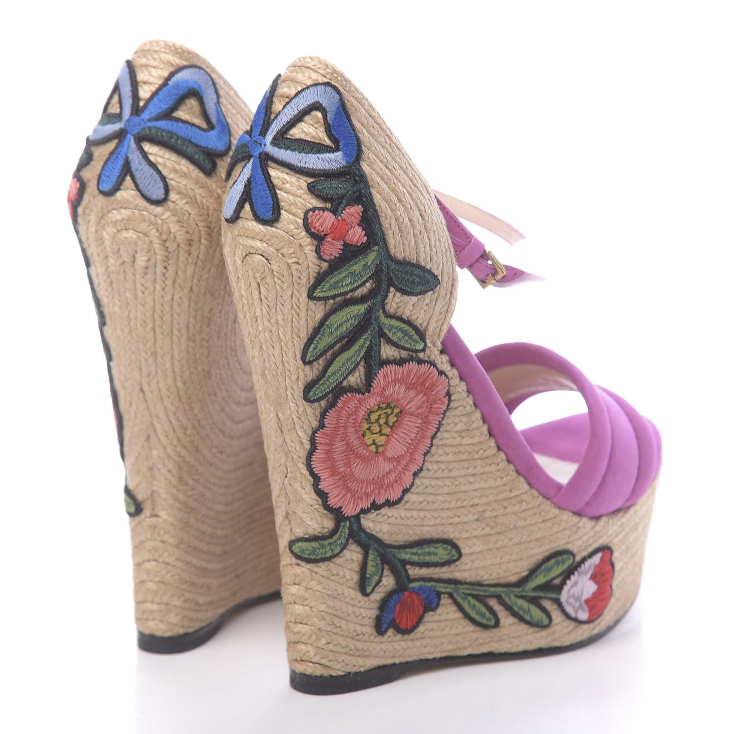 Kid Scamosciato Ophelia Espadrille Platform Wedge Sandals 35 Rododendro